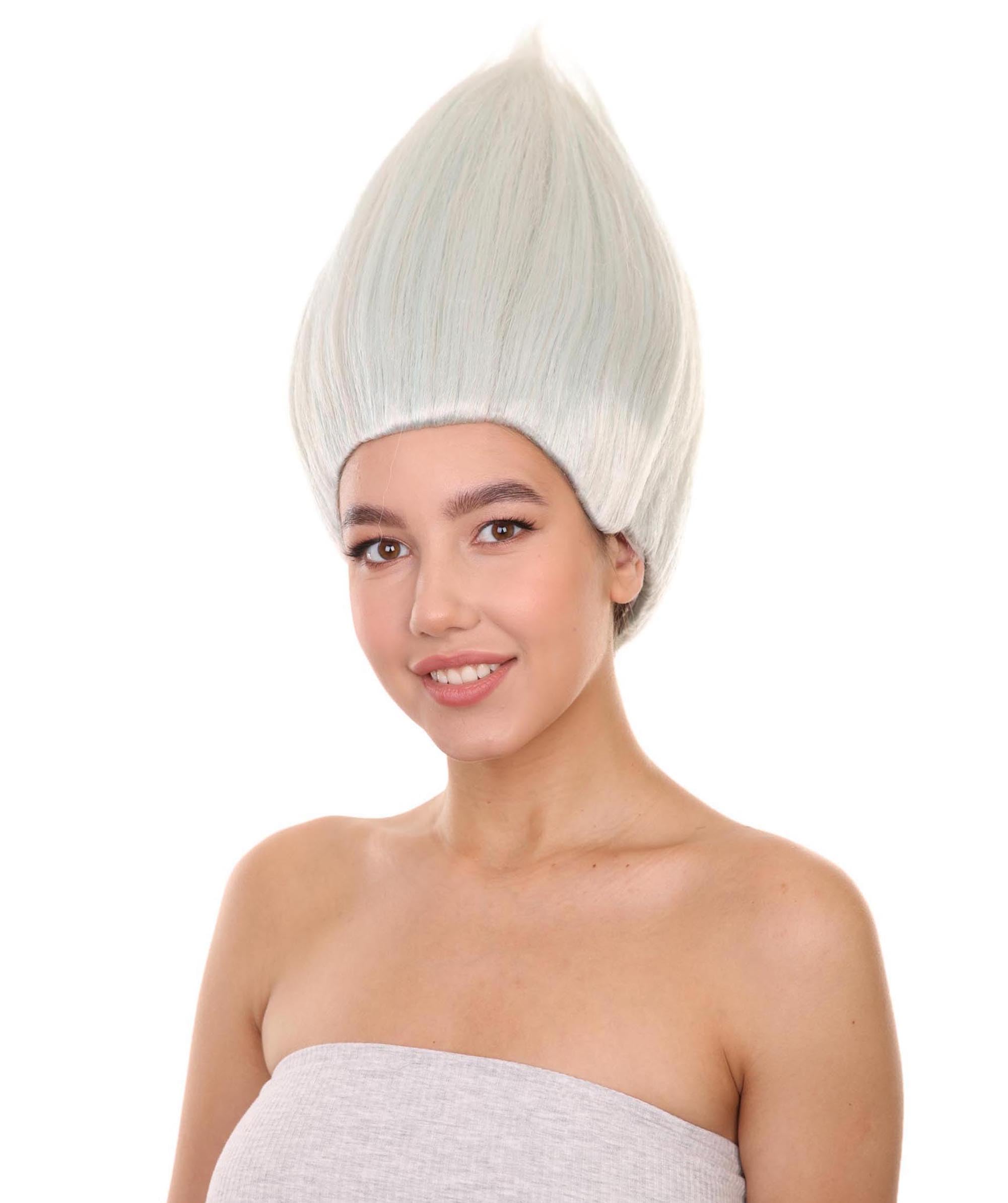 HPO Unisex Silver Color Straight Cosplay Halloween Troll Wig - Image 2