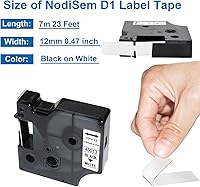 Vista 3 de Paquete de 6 cintas de repuesto para rotuladoras Dymo D1 A45013 45013 S0720530, negro sobre blanco, para DYMO LabelManager 160 420P 210D 280 360D