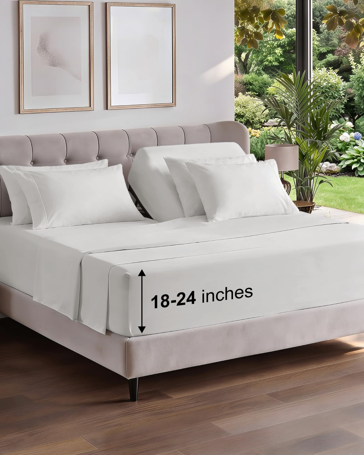 CGK Extra Deep Flex Top Split Head King 6pc Cooling Sheet Set - French Grey