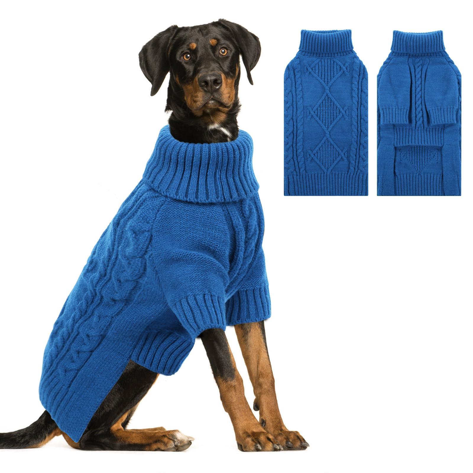 ASENKU Knitted Dog Sweater, Pullover Big Thermal Dog Winter Sweater, Turtleneck Doggy Sweaters for Large Medium Dogs Boy Girl,Warm Pet Sweatshirt for