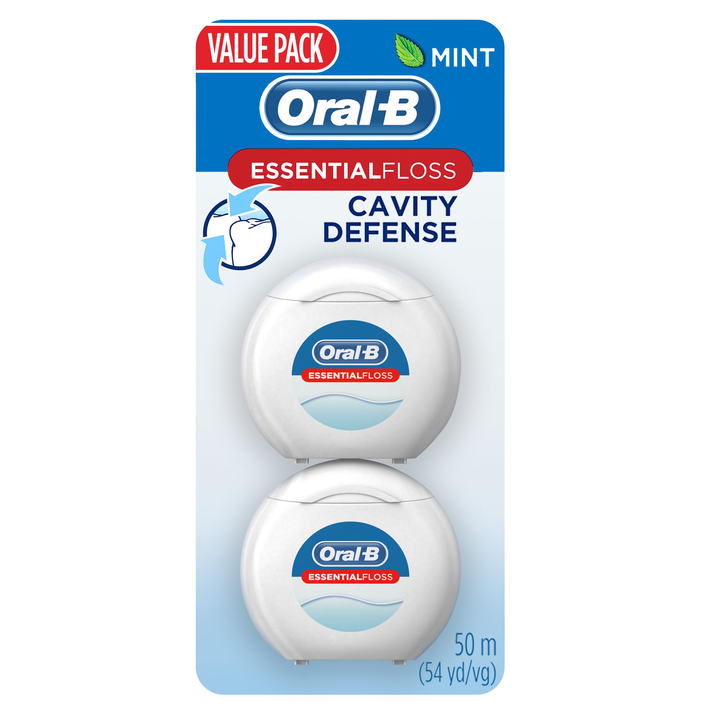 Oral-B EssentialFloss - Hilo dental para defensa de cavidades, 50 m, paquete de 2