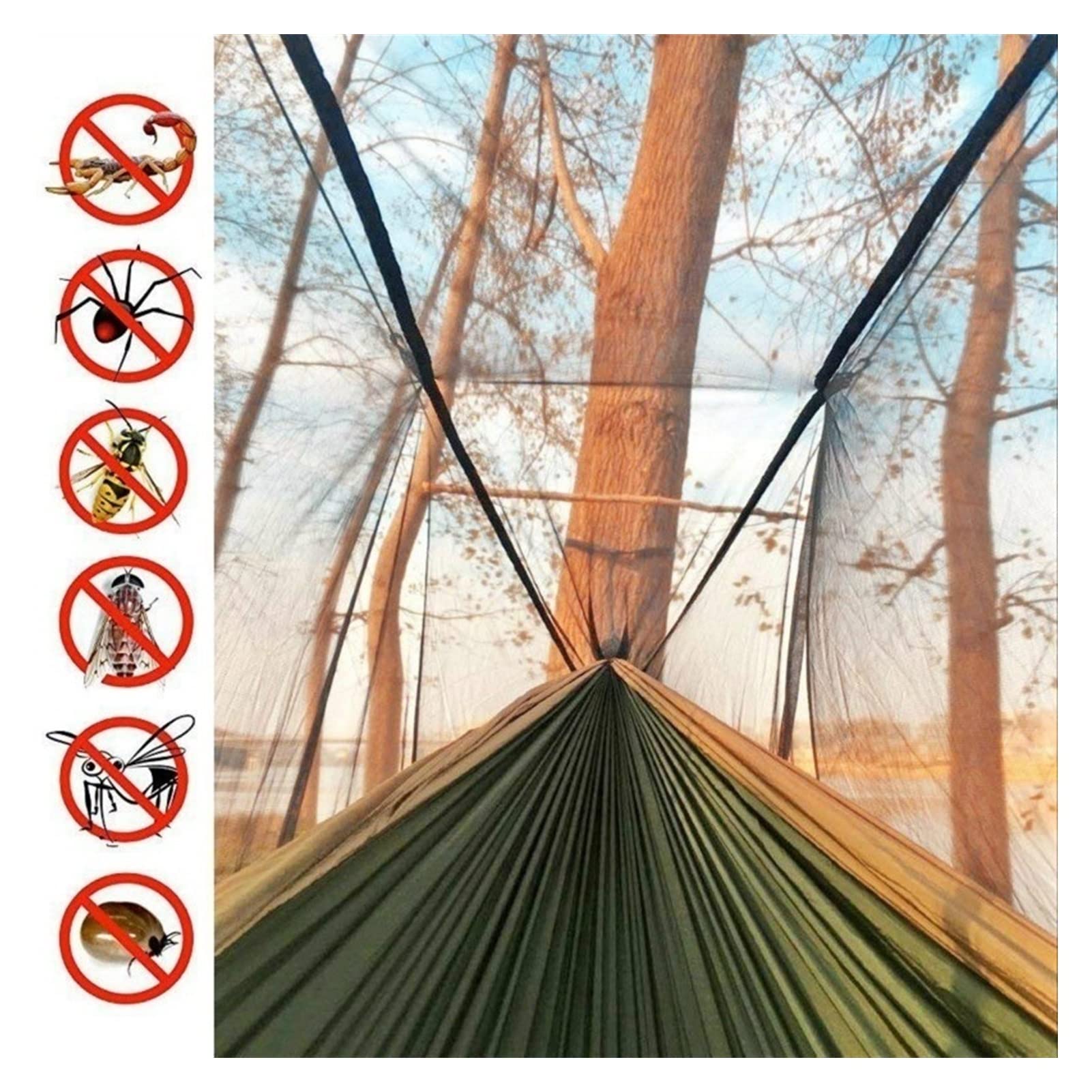 hangstoel, camping hangmat, draagbare hangmat mesh camping hangmat dik touw met stokken voor buiten/binnen patio achtertuin voor backpacken strand hangmat