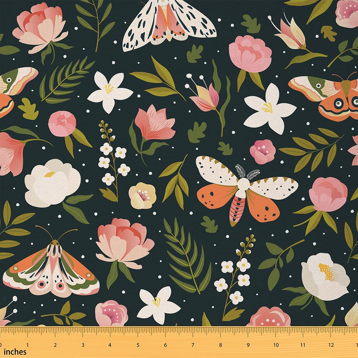 Girly Pink Flower Fabric by The Yard Colorful Floral Rustic Plant Farmhouse Style Fabric for Kids Teens Watercolor Butterfly Arts Crafts and Sewing Fabric for Quilting Sewing DIY Gift,1 Yard