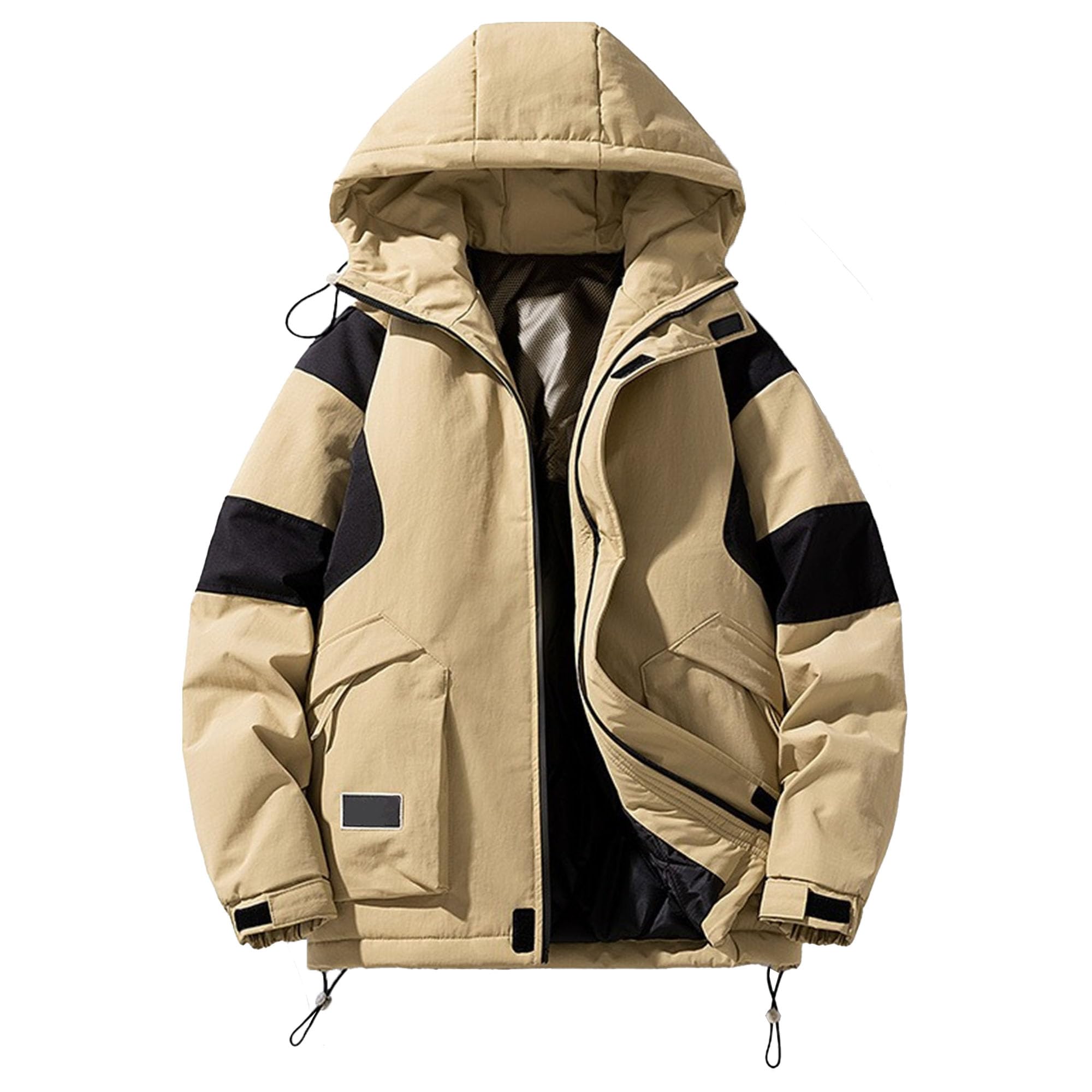 Giacca invernale allentata da uomo M-8Xl Casual Giacca a vento con cappuccio Piumino Isolato Caldo Cappotto invernale Color Block