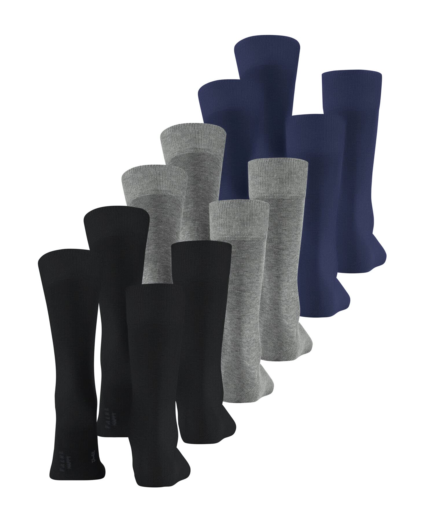 FALKE hombre Happy 6-Pack calcetines transpirable algodón costura plana extra suave reforzada para dedos sin presión para looks informales de negocios multipa 6 pares