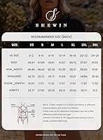 Vista 7 de SHEWIN Sudadera de gran tamaño para mujer, casual, con botones, cuello en V, con bolsillo