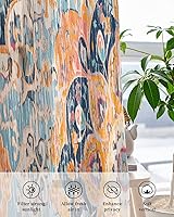 Vista 10 de Cortinas traslúcidas de hojas de flores de 45 pulgadas de largo, juego de 2 paneles de cortinas para cocina, dormitorio, sala de estar, puerta