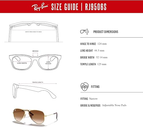 Miniatura 6 de Ray-Ban Junior Aviator RJ9506S - Lentes de sol de aviador para niños pequeños + paquete con kit de gafas de diseñador iWear