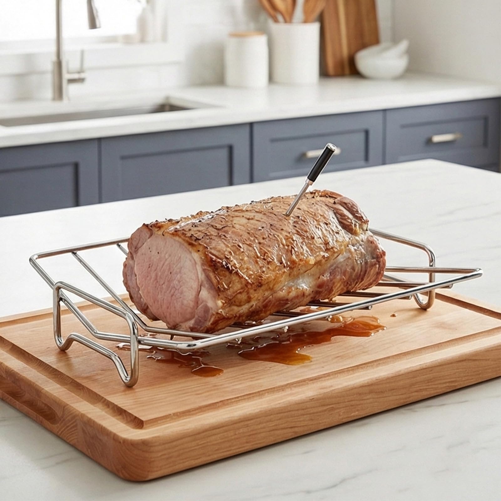 V-SD Support multi-usage en acier inoxydable pour rôtir barbecue, viande, volaille et plus encore – Idéal pour cuisiner et servir