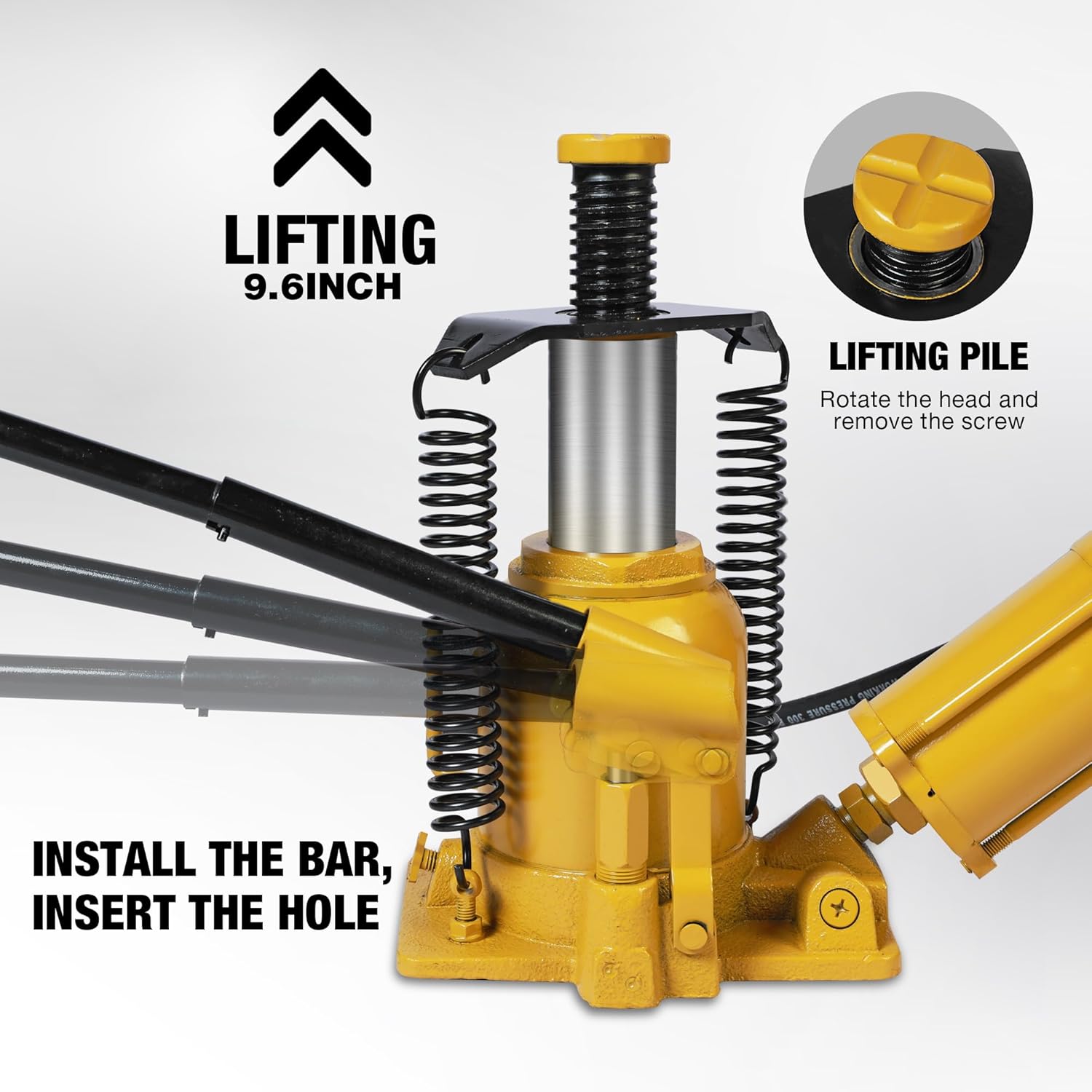 YELLOW JACKET Air Hydraulic Bottle Jack 20 Ton with Aluminum Alloy Pump and Unique Slow Release Equipment