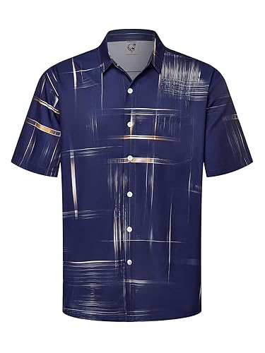 Hardaddy Men's Hawaiian Shirt Short Sleeves Printed Button Down Summer