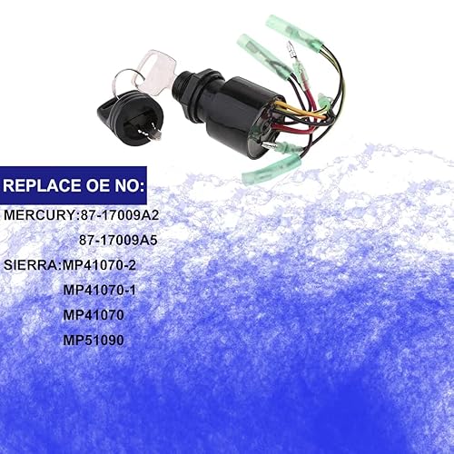 Miniatura 5 de Interruptor de llave de barco de repuesto para caja de control de motor fuera de borda Mercury Mariner con 2 llaves, 3 posiciones, 6 cables,