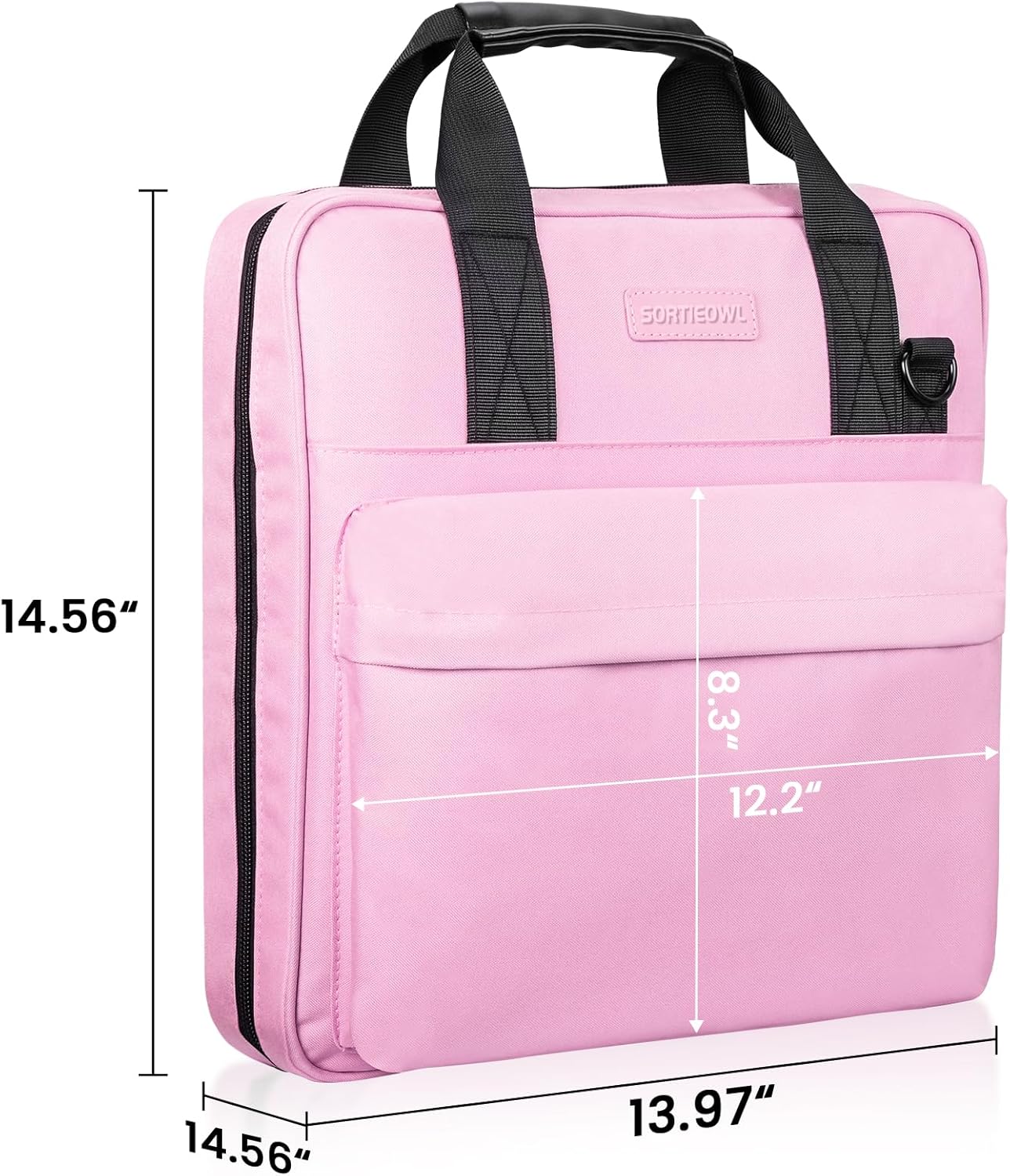 Zipper Binder 3 Ring 2 Inch with Shoulder Strap & Handle - Multi-Pocket School Binder Organizer for Middle School & Office - Holds 500 Sheets, Durable Premium Fabric - Pink