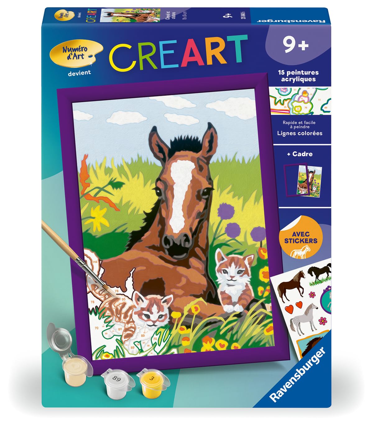 Peinture par numéros 7 ans Ravensburger CreArt Kids Fiers Chevaux 31x21 cm 25850