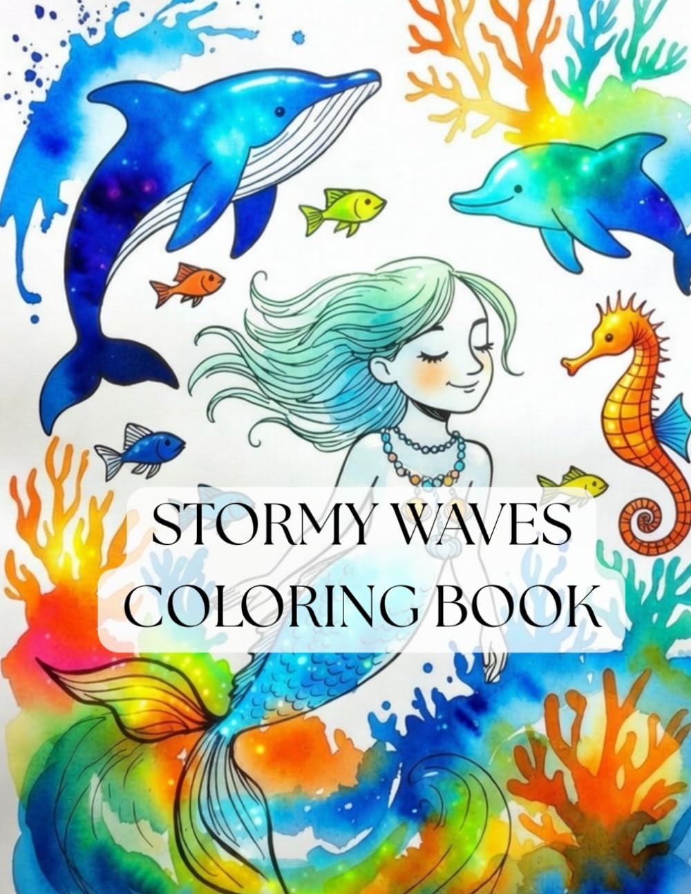 Stormy waves: Stormy Waves Coloring Book For Kids: Cute Sea Animal Coloring Pages
