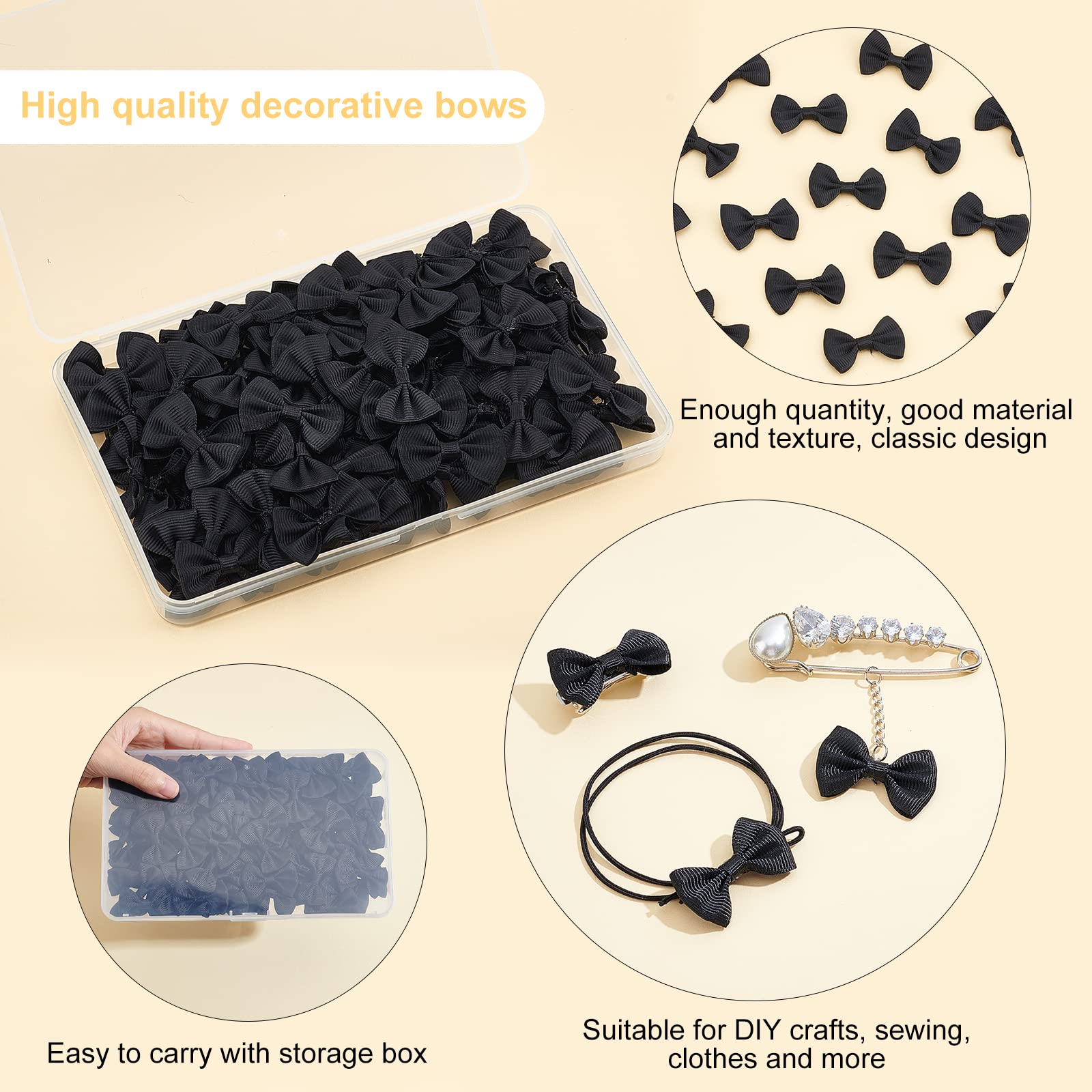 PH PandaHall 200 Mini Nœuds En Ruban De Satin, 10 Couleurs