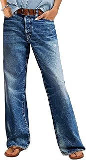 Straight Leg Boyfriend Jeans for Women Trendy Mid Rise Wash Stretchy Casual Baggy Jeans