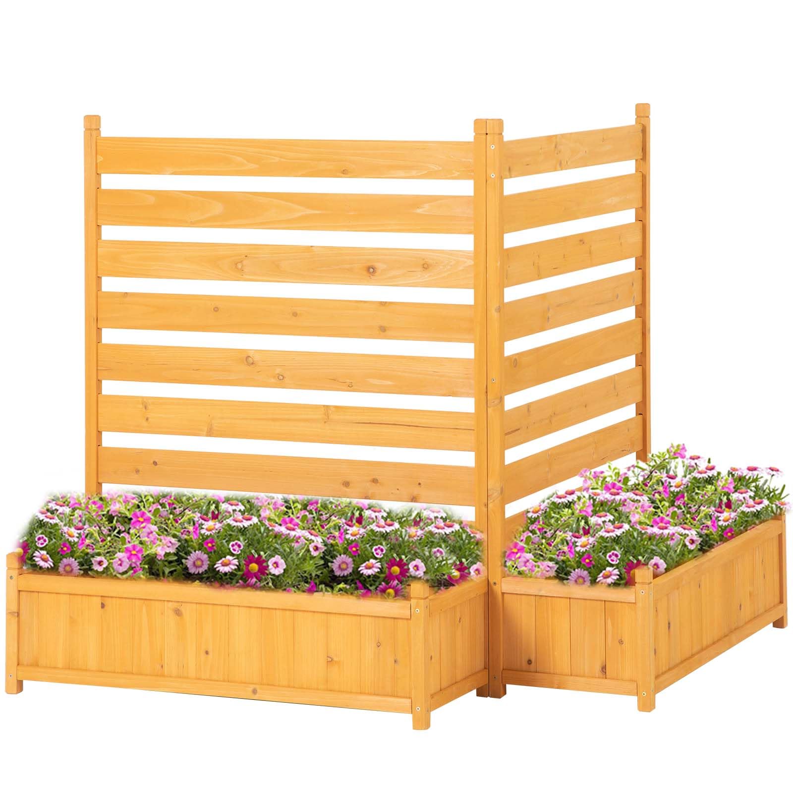 Air Conditioner Fence Outdoor Wood Privacy Screen Fence with Planter Box for Trash Can Pool Equipment Garbage Can Enclosure 36" W x 45" H (2 Panels)