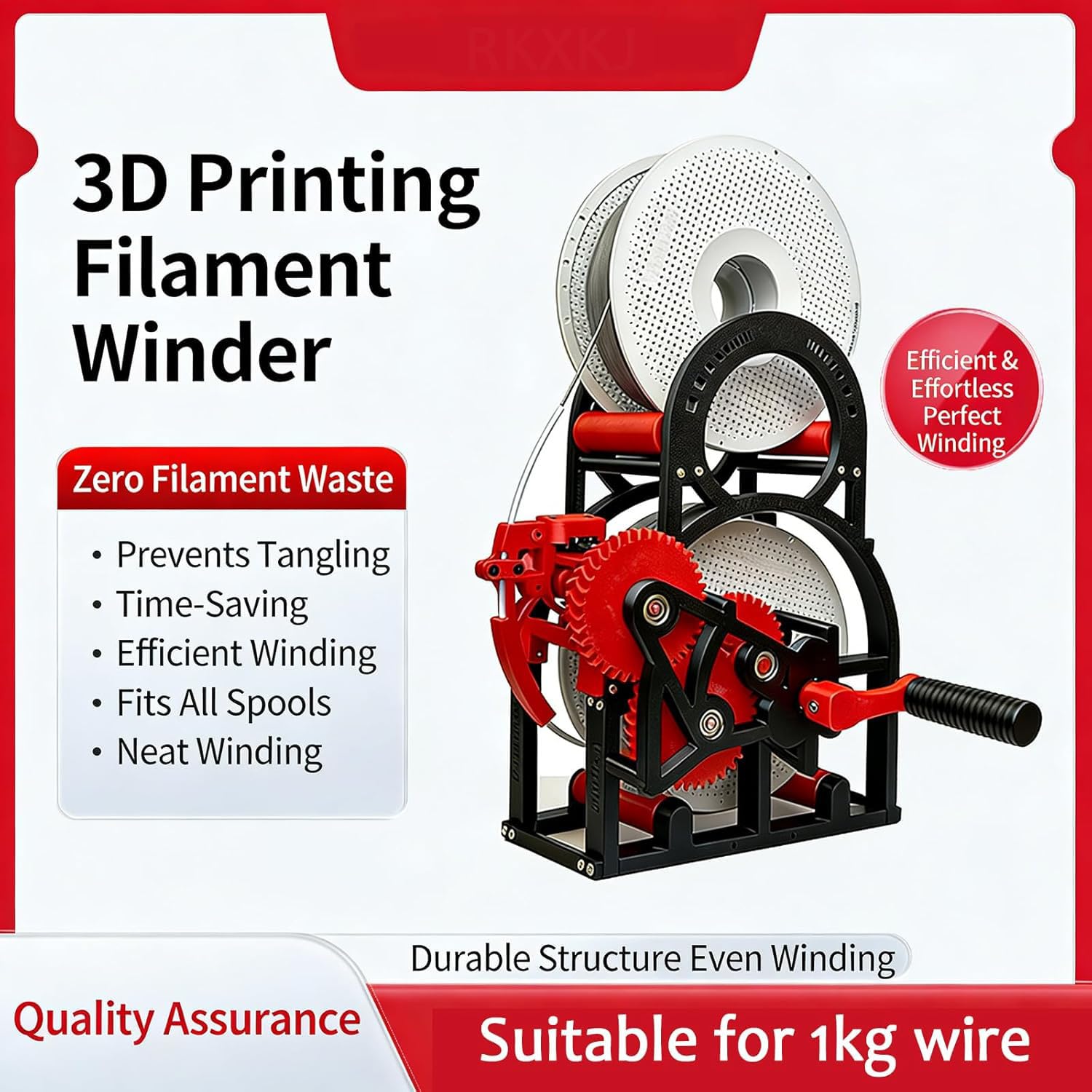 Zwijacz filamentu 3D, ręczny i zmotoryzowany zwijacz szpuli do szpul 1 kg, inteligentna kontrola napięcia, schludne owijanie do PLA, PETG, ABS, TPU, nylonu