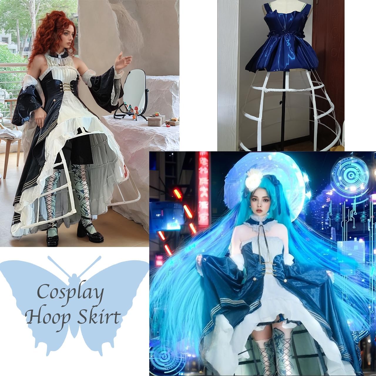 Victorian Petticoat Hoop Skirt Adjustable Bustle Cage Skirt for Wedding, Historical Cosplay - Image 4