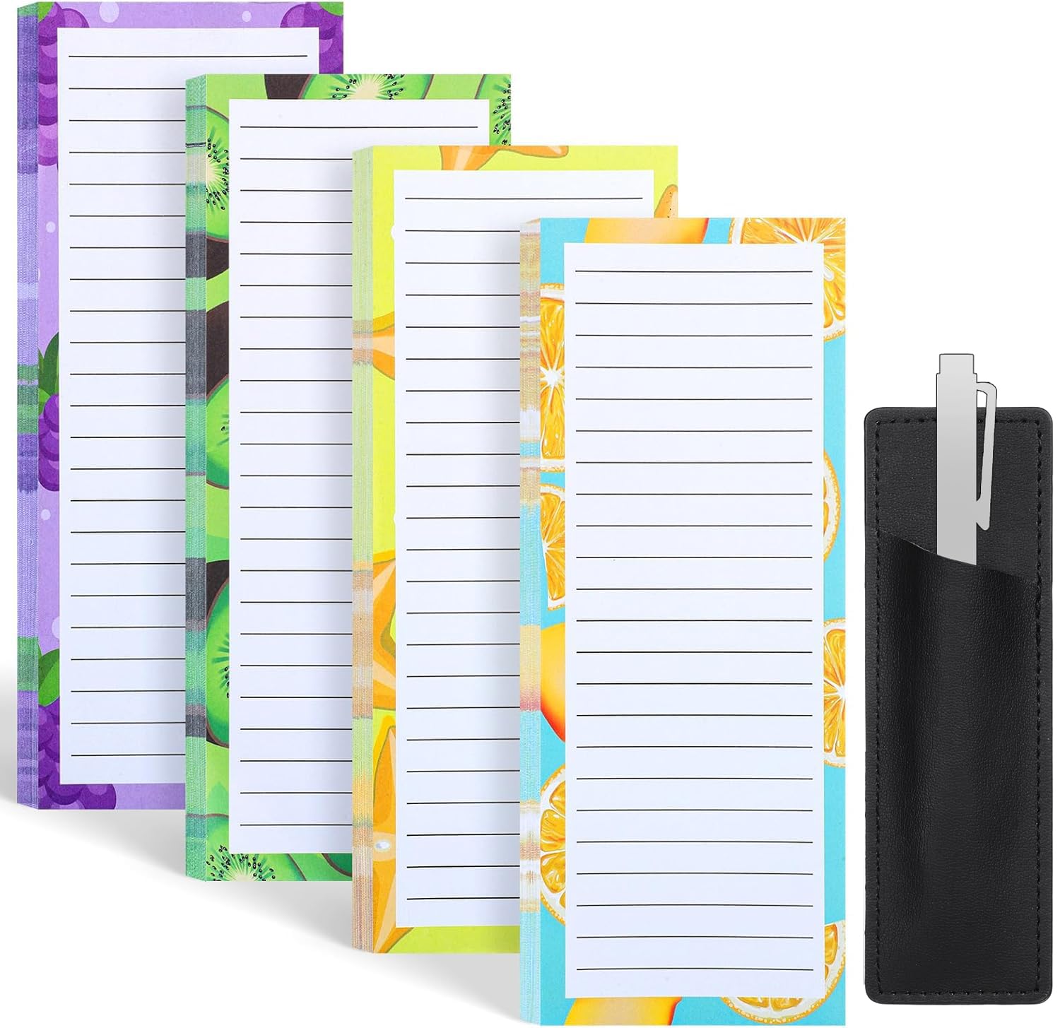 Thboxes 4 Pack Magnetic Note Pad for Fridge with Pen Holder, Totally 200 Sheets Grocery List Magnet Pad for Refrigerator Magnetic Shopping List Pad（