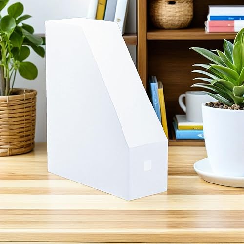 Vista 4 de Carpeta de archivos vertical delgada de plástico, 2 unidades, almacenamiento de cartón, estantes para libros para oficina en casa