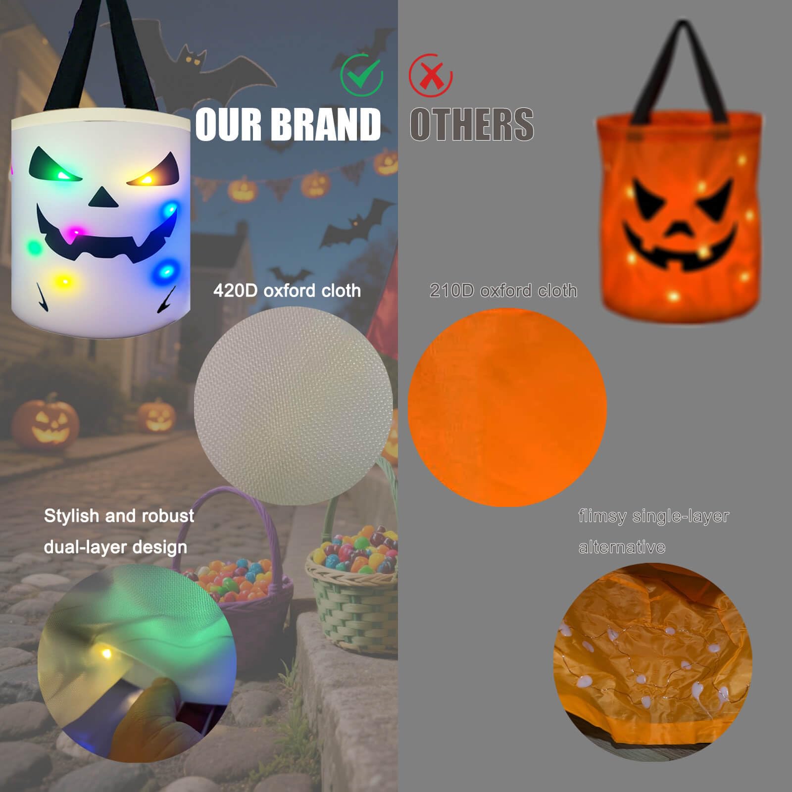 Snapklik.com : Halloween Trick Or Treat Bags Candy Bucket, Upgraded ...