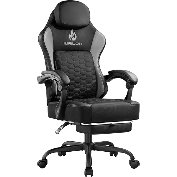 Gaming Chair with Pocket Spring Cushion, Video Game Computer Chair with Footrest for Adults, High Back Gamer Leather Chair with Headrest and Lumbar Support for Office Gaming 300LBS