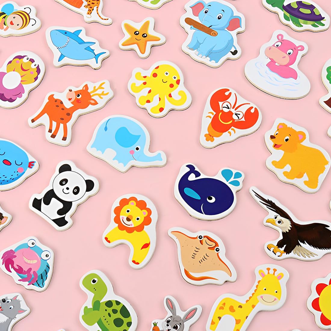36 Pcs Magneti Bambini Calamite Frigorifero Animal Magnets Calamite Frigorifero Bambini Giocattoli Educativi in Legno Magneti per Cartoni Animati per Lavagne Magnetiche Frigoriferi E Lavagne