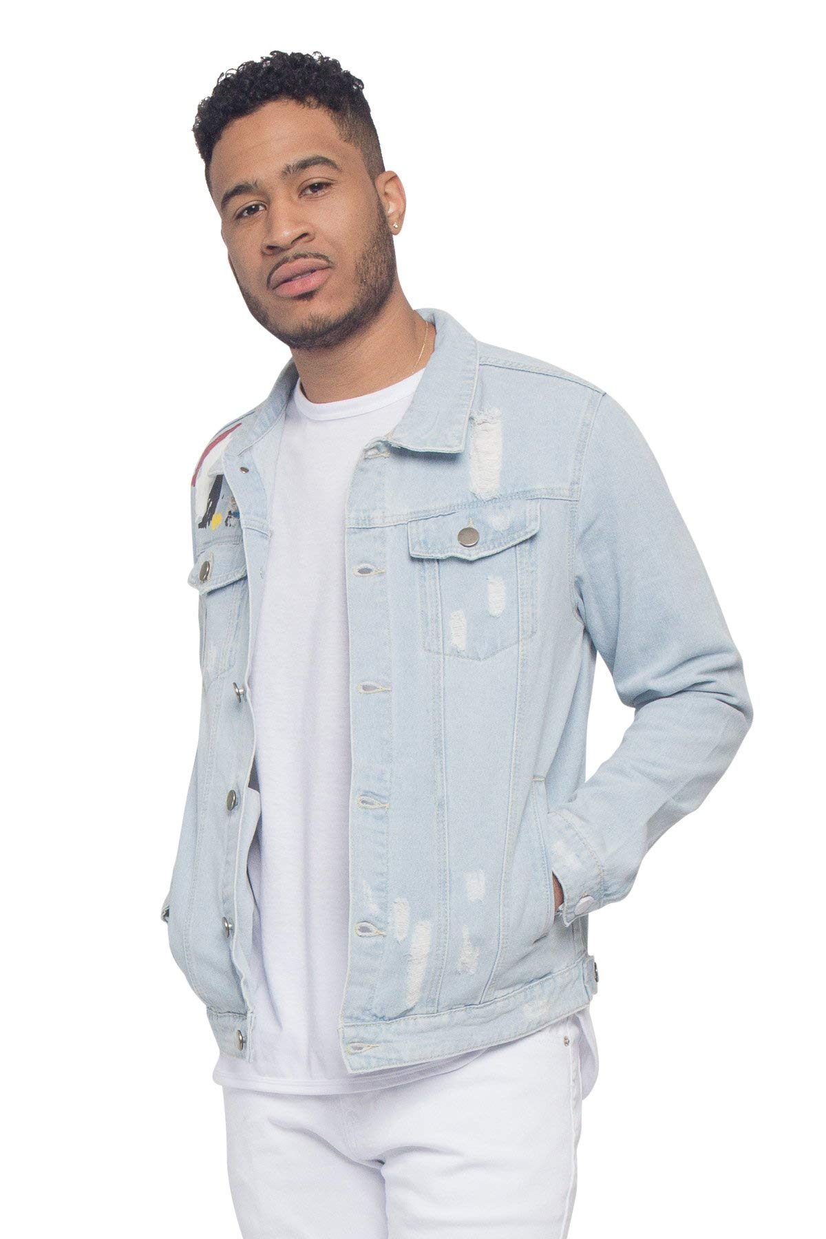 VICTORIOUS Men's Distressed Denim Jacket