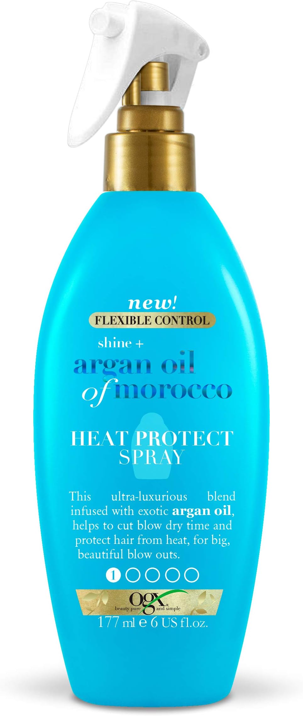 OGX Argan Oil of Morocco Shine+ Heat Protection Spray, Protects Hair from Heat Damage Caused by Blow Drying and Styling Tools, 177ml