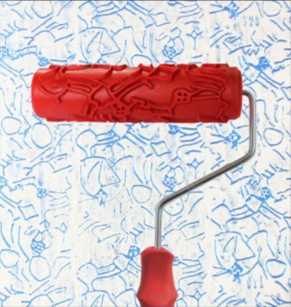 Bueer7" DIY Patterned Paint Roller Decorative Rubber Roller with Plastic Handle (Model EG184)