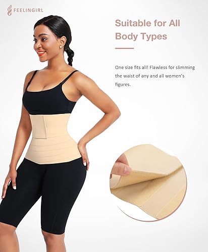 Miniatura 5 de FeelinGirl Entrenador de cintura para mujer, cinturón reductor de cintura, moldeador de cintura, talla grande, talla única, beige), A2-beige