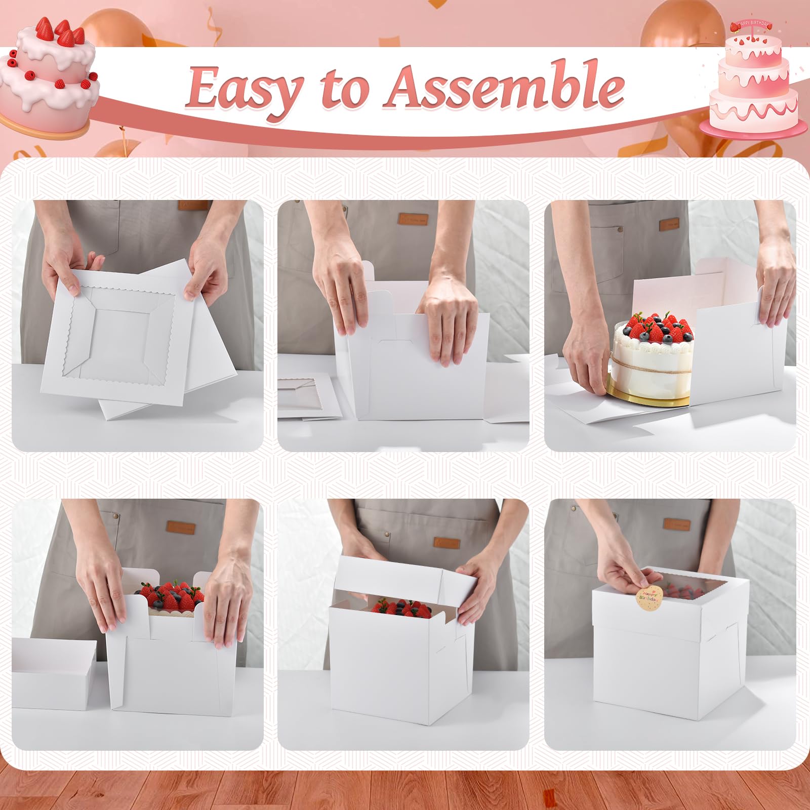 White Cake Boxes with Window - 25 Pack -4