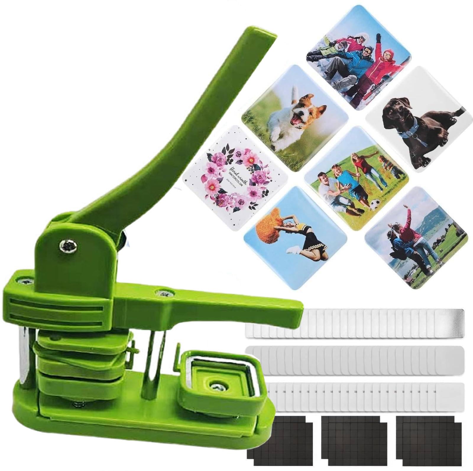ZXGRfdefa Badge maker, 2x2 inch, 50mm x, DIY Badge Press Machine+100pcsMaterials(Green)