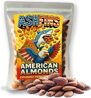 ASHFINS American Almonds - Explosively Patriotic Snacking, Funny USA Gag Gift for Men, Premium Roasted Almonds, 4th of July Snack, Veteran Gifts, Made in the USA