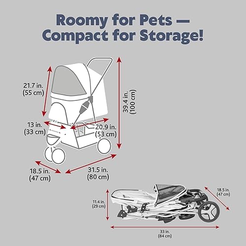 Miniatura 3 de Trixie Cochecito para mascotas para perros y gatos pequeños Transportador plegable con ventanas de malla, correas de seguridad dobles y cojín