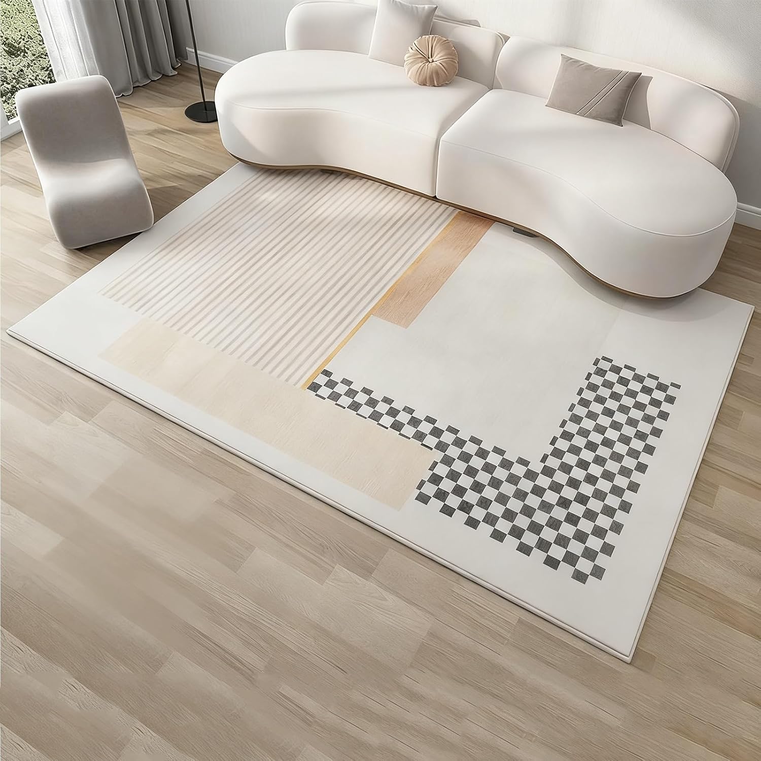 Heated Floor Mat, Graphene Electric Heating Carpet with Timer, Removable and Washable Heating Pad, Instant Warmth Foot Warmer for Home Office Study Yoga(D,80 * 120cm)