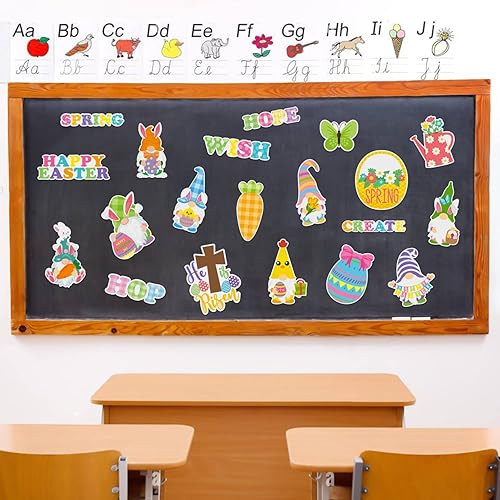 Miniatura 5 de Haooryx 44 piezas de decoración de tablero de anuncios de Pascua para el aula, carteles motivacionales, decoración de pared de puerta de Pascua,