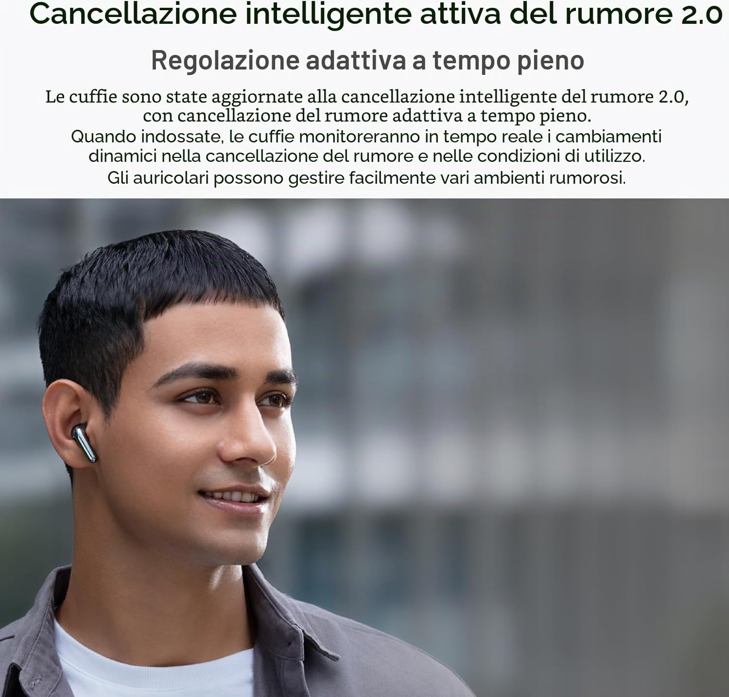 HONOR Cuffie S7 bianche cancellazione del rumore, 3MIC+AI, fino a 36 ore, Dynamic EQ, Trova Earbuds, IP54