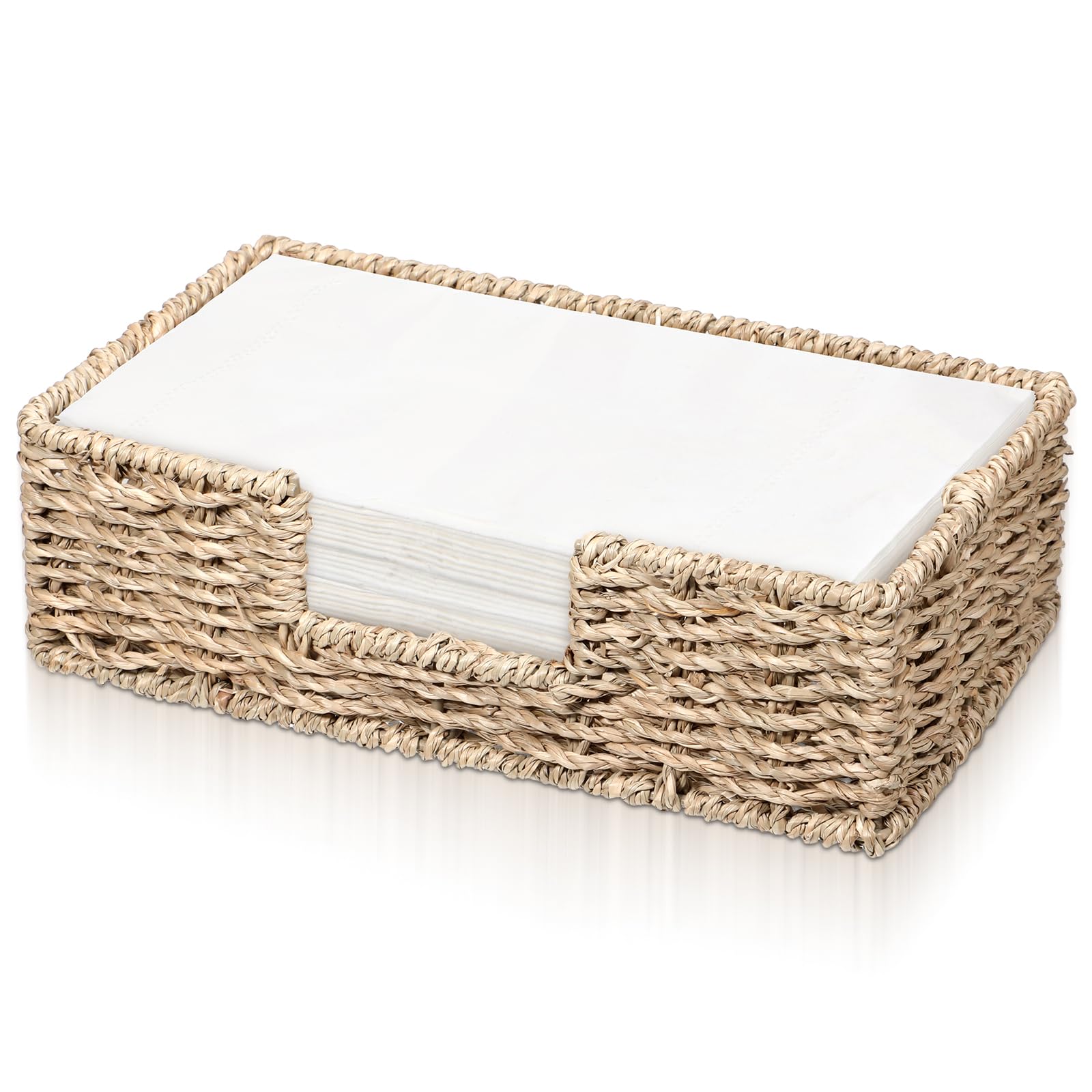 Décoration rustique bohème en rotin - Panier porte-serviettes jetable et plateau