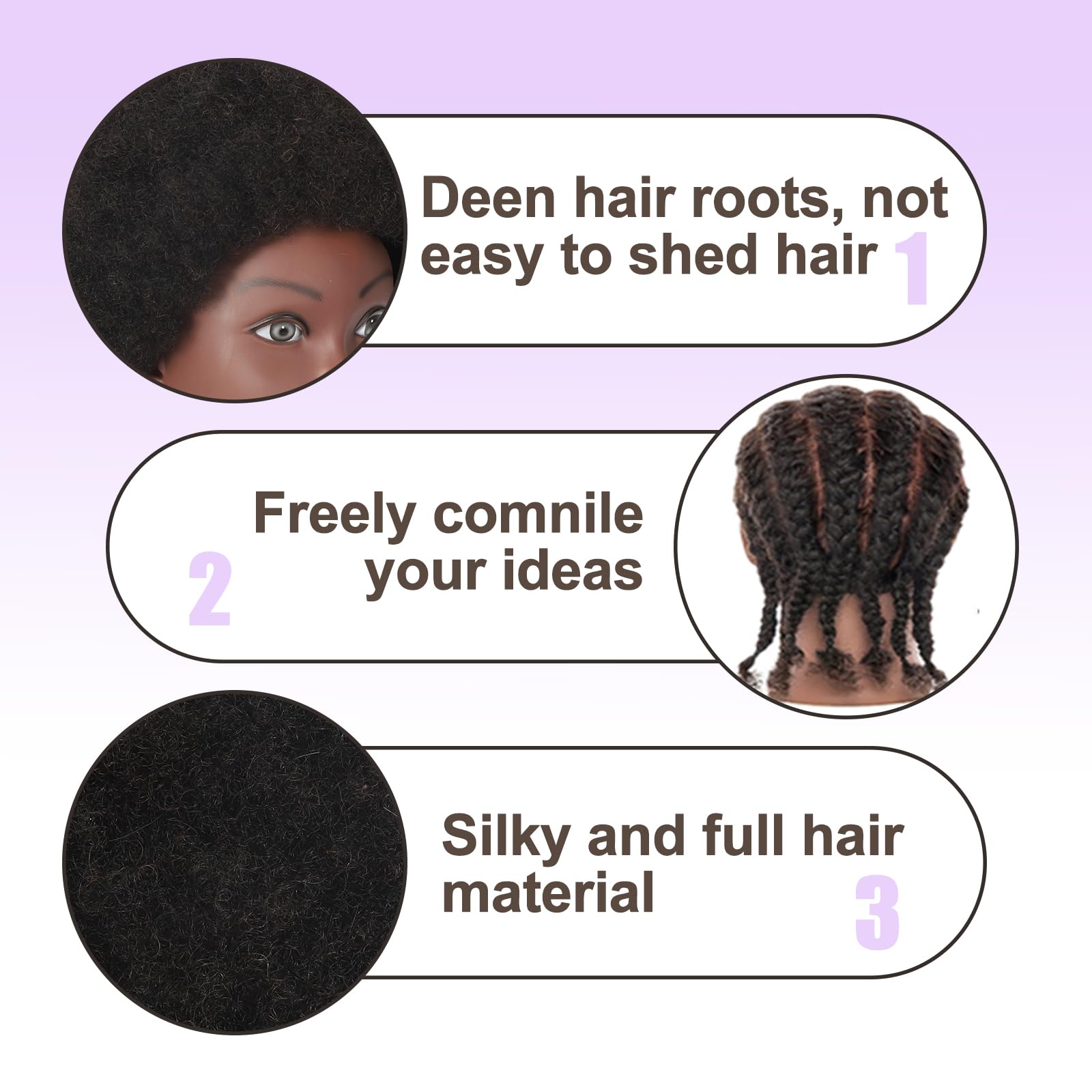 Afro Curly Mannequin Head with 100% Human Hair Curly Hair Friseur Hair