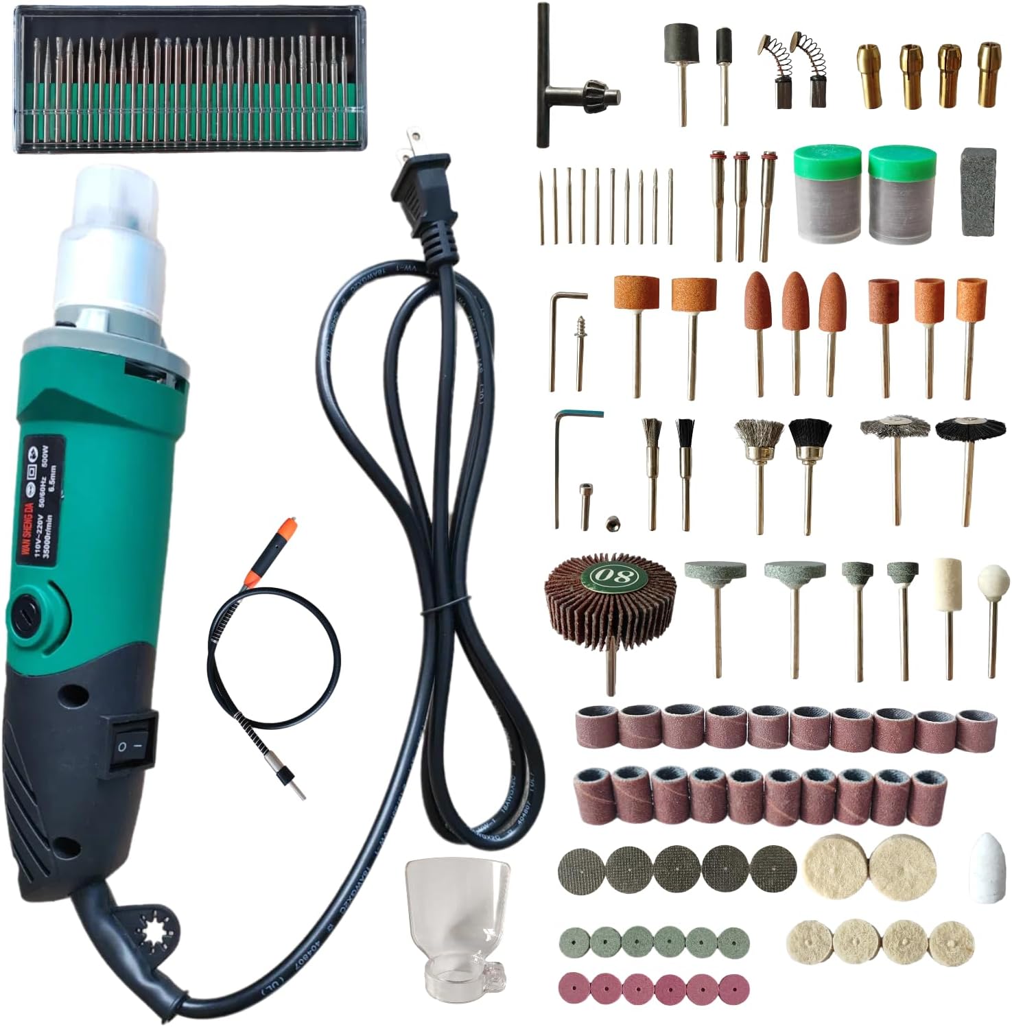 6.5mm Rotary Tool Set - 500W 35,000 RPM 6-Speed, 192-Piece Set for Grinding/Polishing/Engraving (Amazon FBA)
