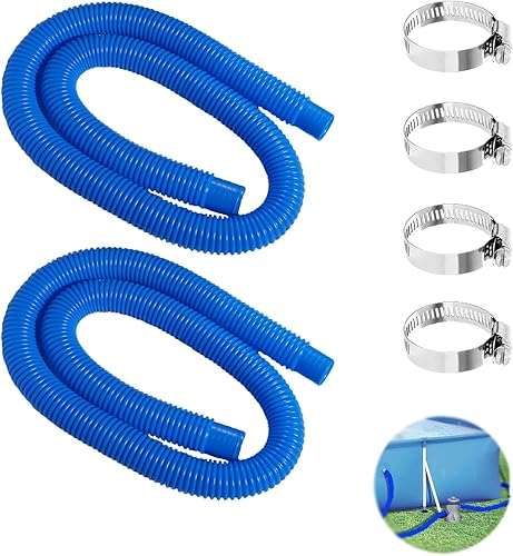 Good Haus Manguera de repuesto para bomba de piscina de 1.25 pulgadas de diámetro y 59 pulgadas de largo, accesorios azules para piscinas sobre el