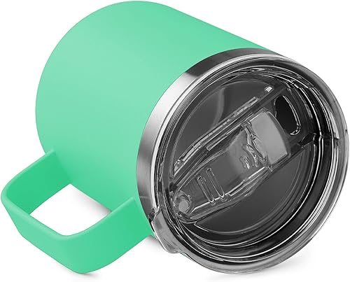 Miniatura 5 de Zulay - Taza de café aislada de 12 onzas con tapa, taza de campamento de acero inoxidable con asa, taza aislada al vacío de doble pared Duracoated