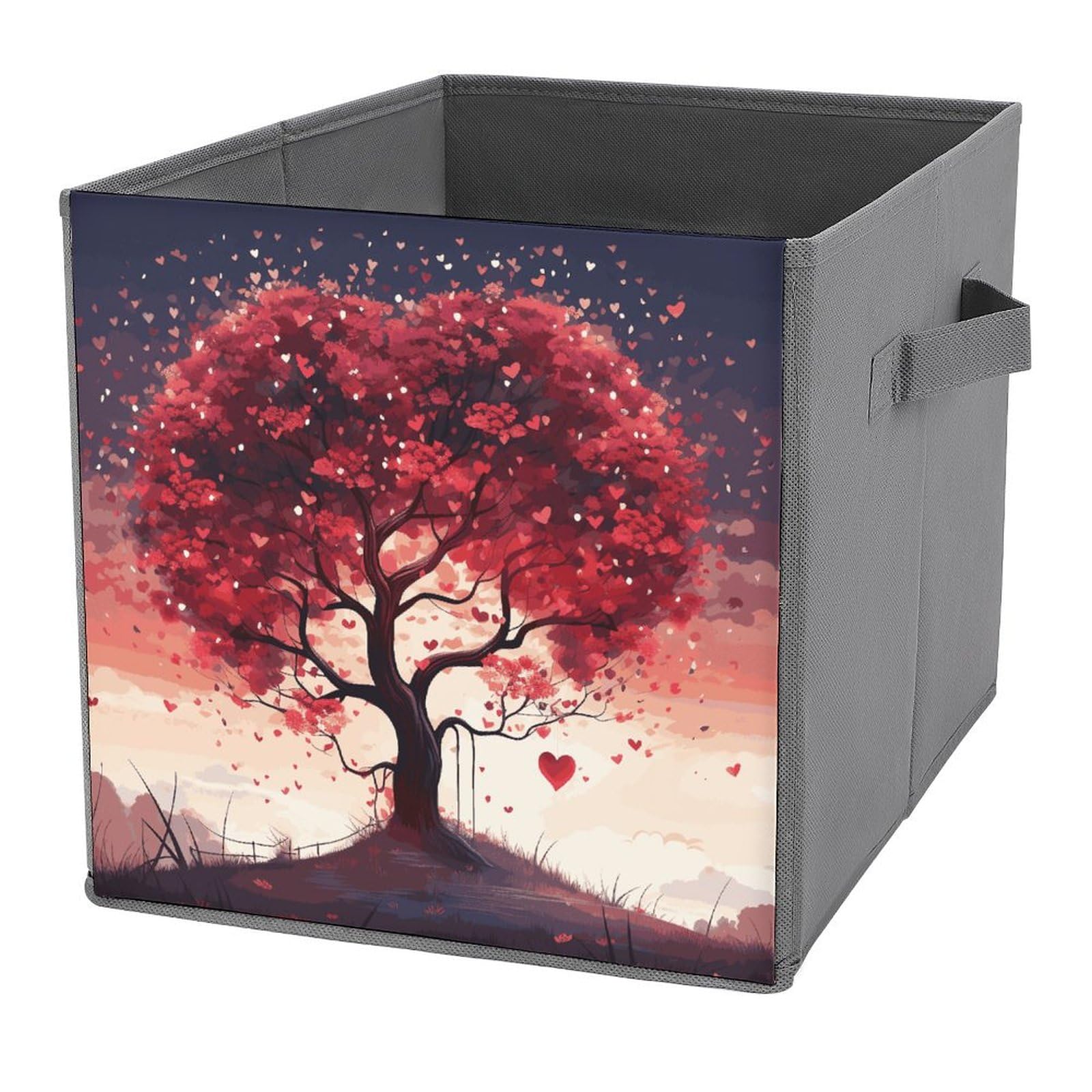 Boîte de rangement cube élégante arbre d'amour avec finitions soignées pour salon