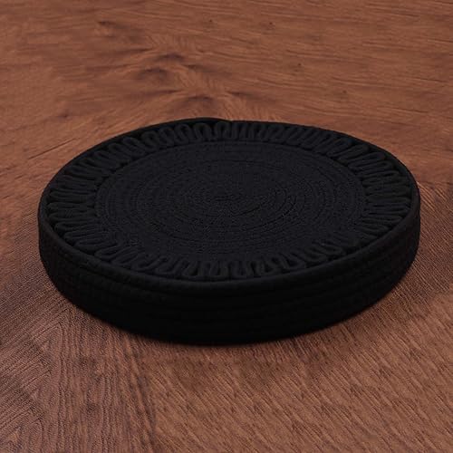 Miniatura 4 de AHHFSMEI Juego de 6 manteles individuales redondos tejidos de cuerda de algodón natural, resistentes al calor, manteles individuales de ratán