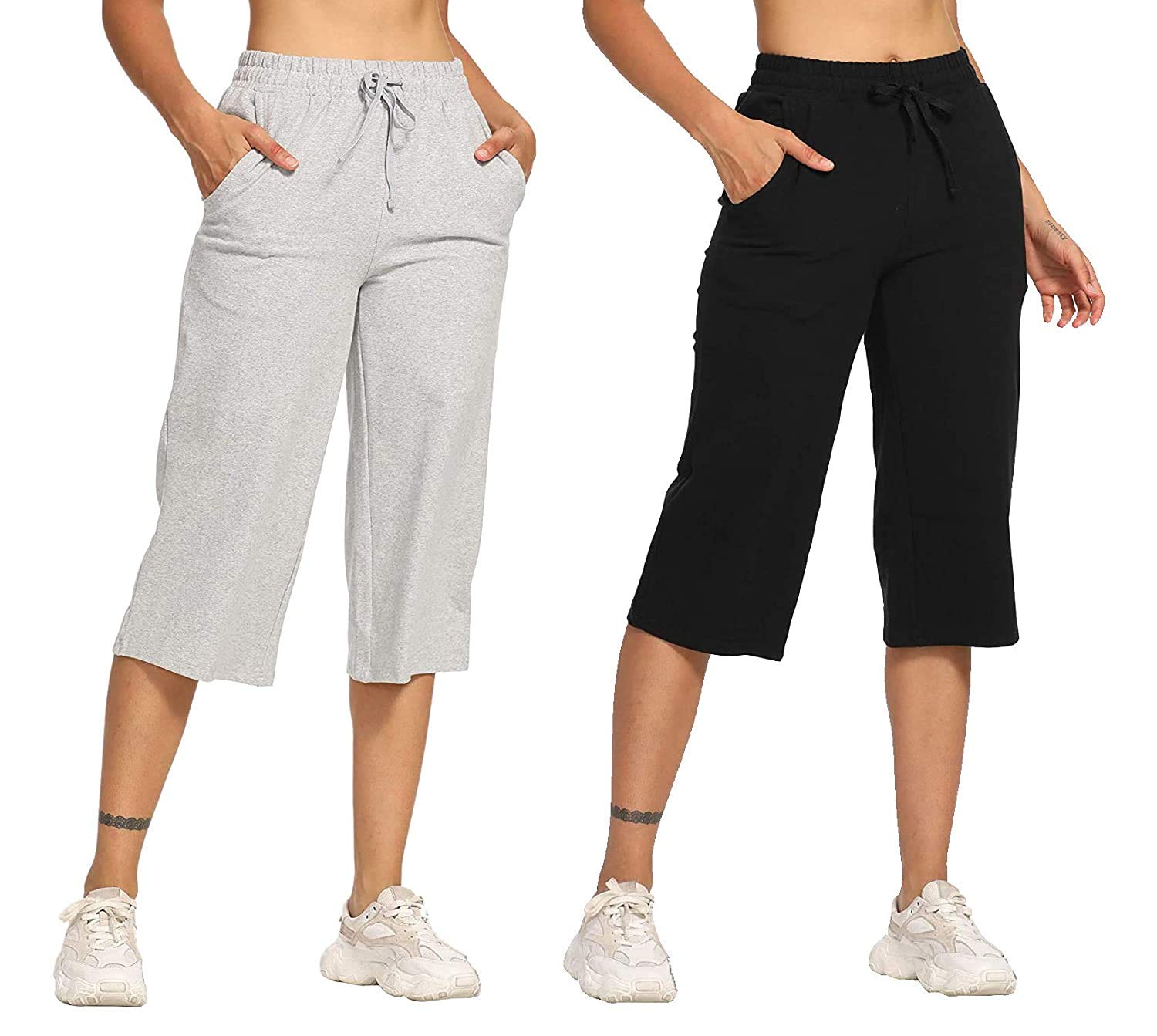 CleeshWomen's Solid 3/4th Pyjama Pant | Women's Capri Pyjama Shorts | (Pack of 2)