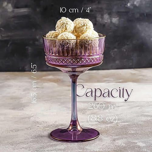 Vista 9 de The Buybox - Juego de 4 copas Coupé vintage, champán, cóctel, martini, copas de vino, cristalería de tallo largo (8.8 onzas líquidas)