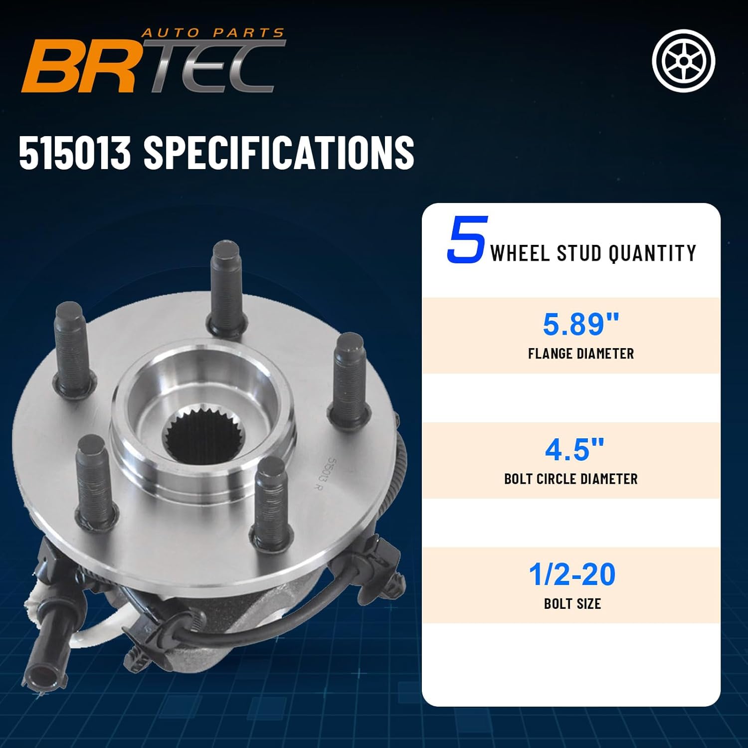 515013 2 Pack Front Wheel Hub and Bearing Assembly for Ford Ranger 2000-2002, for Mazda B3000 2001-2002/B4000 2000-20002 5Lug w/ABS Pair